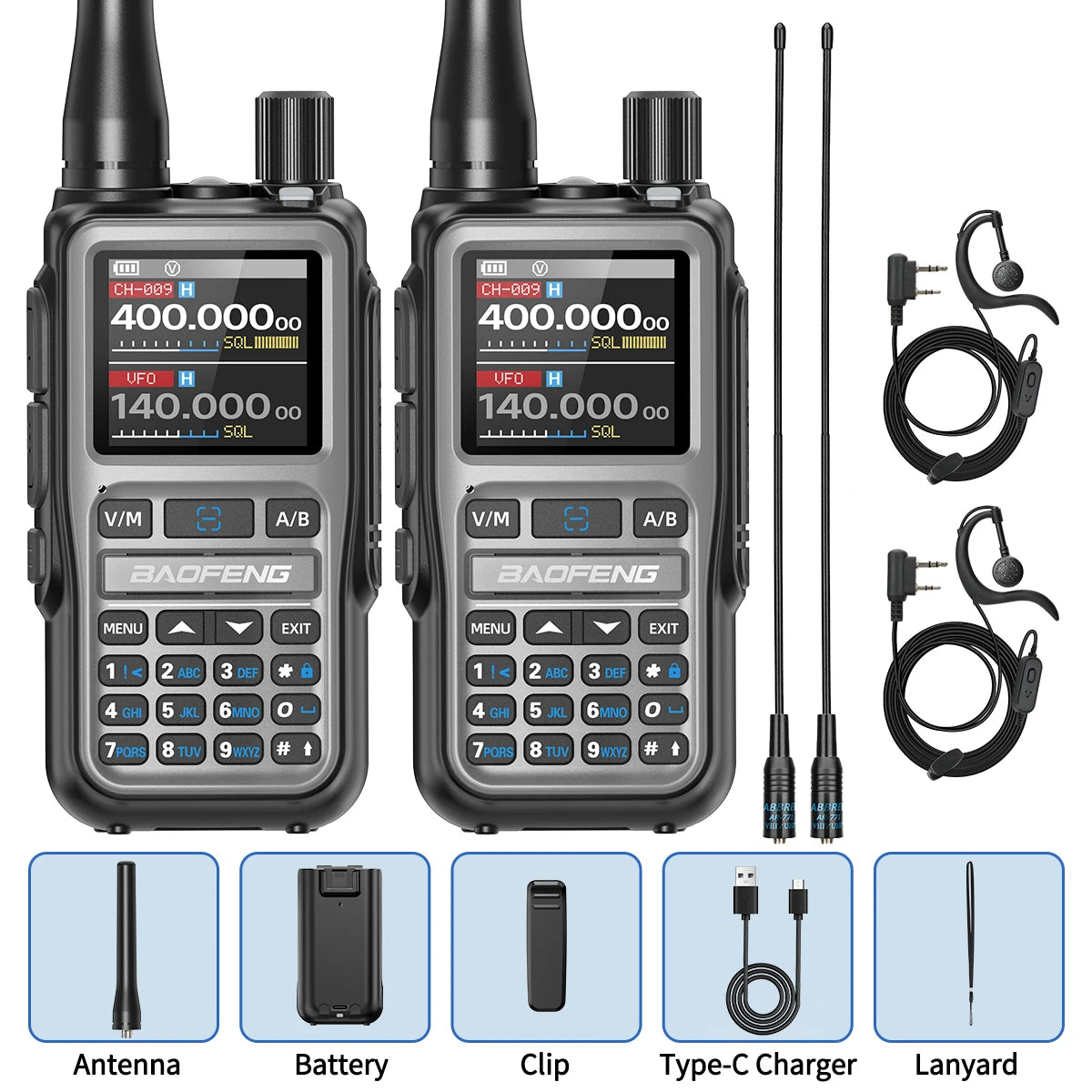 BAOFENG UV-5R Mini Walkie Talkie Multi Band Bluetooth Programming Wireless Copy Frequency 999CH AM FM Long Range Two Way Radio