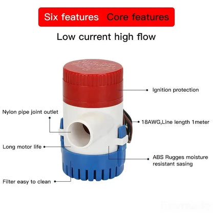 12V 24V 220V 60L/min 1100GPH Bilge Pump Mini Boat Pumps 12 V Submersible Kayak Rule Water 24 Volt Garden Rinse Car Wash Bath