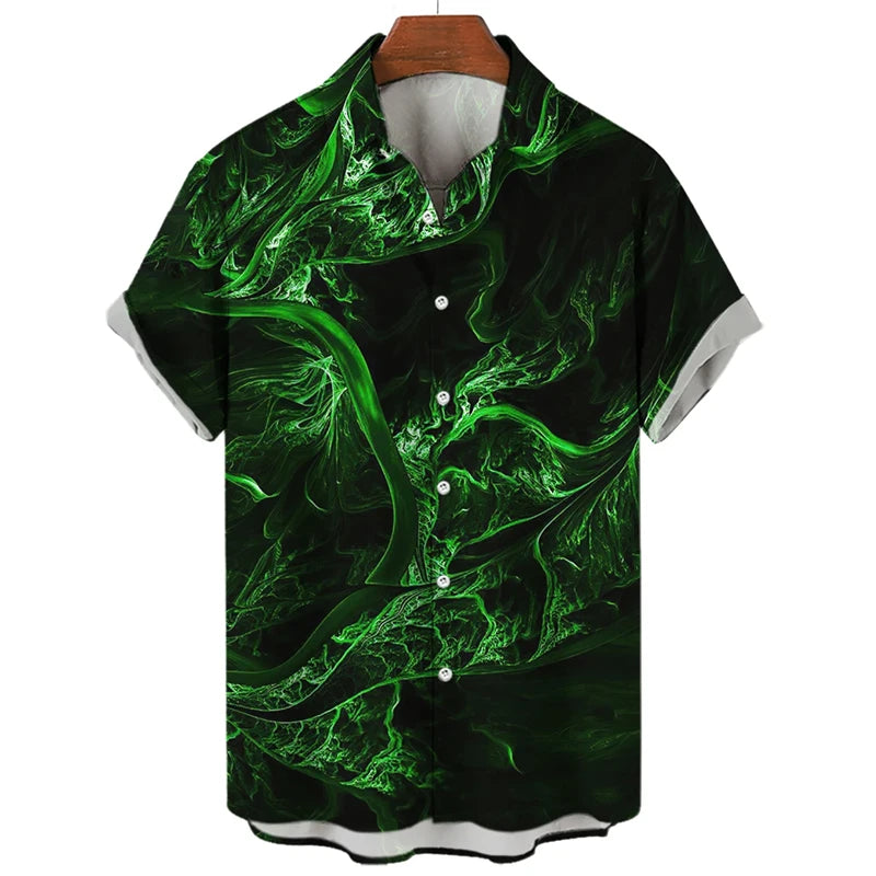 3D Printed Punk Purple Lightning Graphic Blouses Harajuku Fashion Hip Hop Shirts For Men Clothes Hawaiian Y2k Lapel Blouse Tops