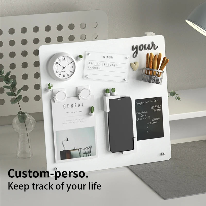 Magnetic Bulletin Board with Stand Magnetic Board for Tabletop with Magnetic Clamp Metal Board for Magnets Display