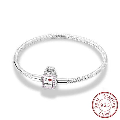 Original 925 Sterling Silver Bracelets 17-20CM Love Heart Flowers Butterfly Charms Beads Bracelet For Women Fashion Jewelry Gift