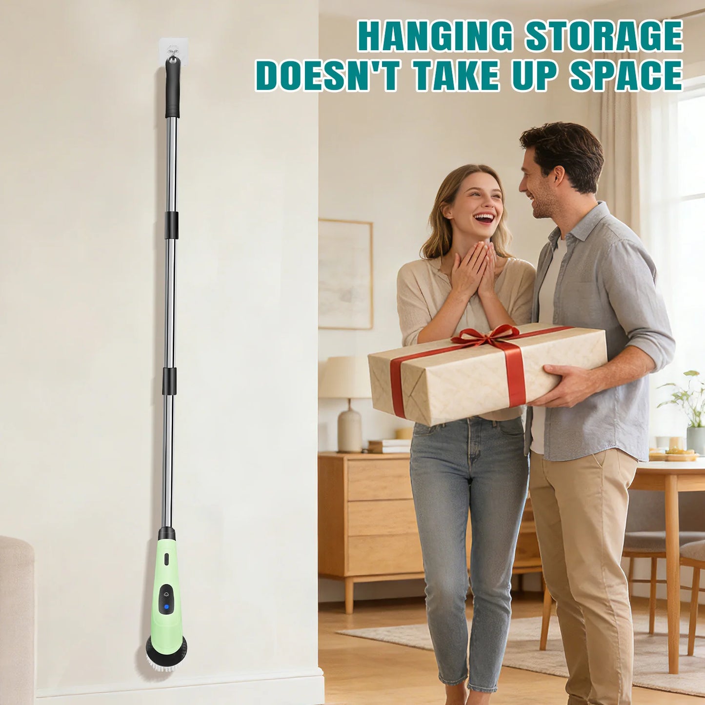 Cordless Electric Cleaning Brush - 7-in-1 Multi-Surface Scrubber with 2-Speed Adjustment, Detachable Extension Handle