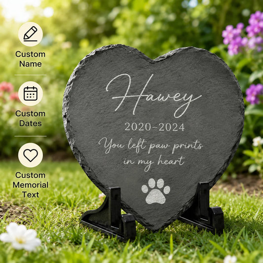 Pet Memorial Photo Slate Custom Heart Picture Stone Dog Cat Memory Stone Home Garden Decoration Gift Keepsake for Pet Lovers