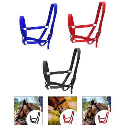 Durable Horse Halter Training Rope Harness Adjustable Bridle for Grassland Cowboy Pony Riding