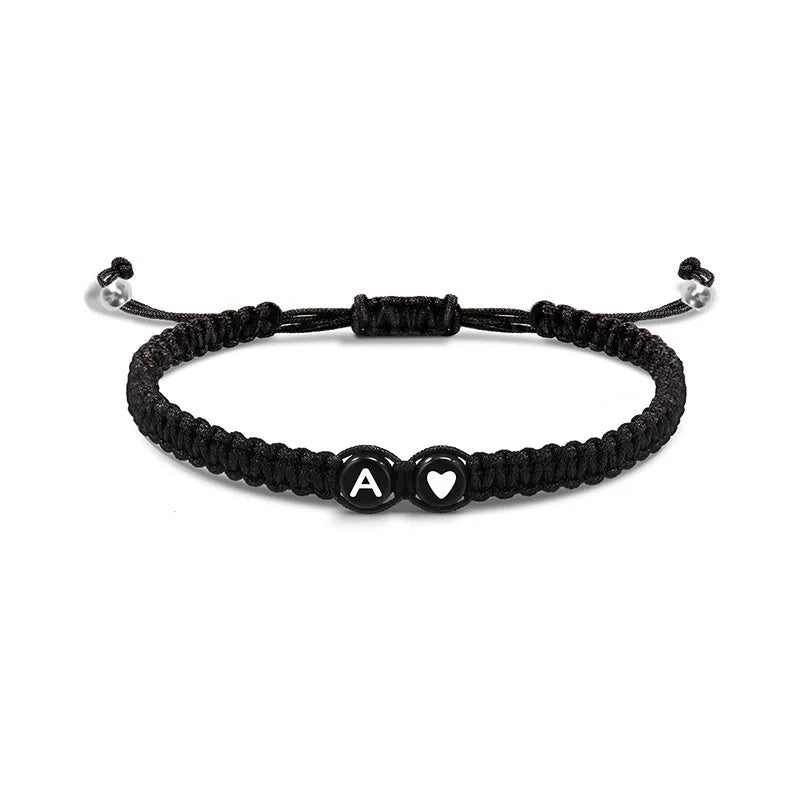 26 Letters Initial Heart Bracelets Handmade Adjustable A-Z Name Braided Bracelets For Women Men Friendship Jewelry Gifts