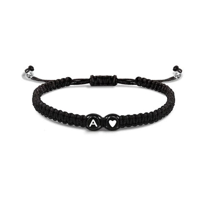 26 Letters Initial Heart Bracelets Handmade Adjustable A-Z Name Braided Bracelets For Women Men Friendship Jewelry Gifts