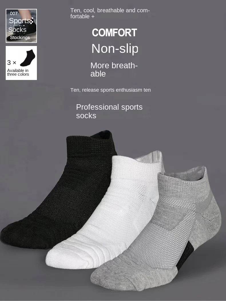 3 Pairs Breathable Mesh Athletic Terry Socks Cushioned Moisture-managing and Durable Reduces Foot for Running Hiking & Sports