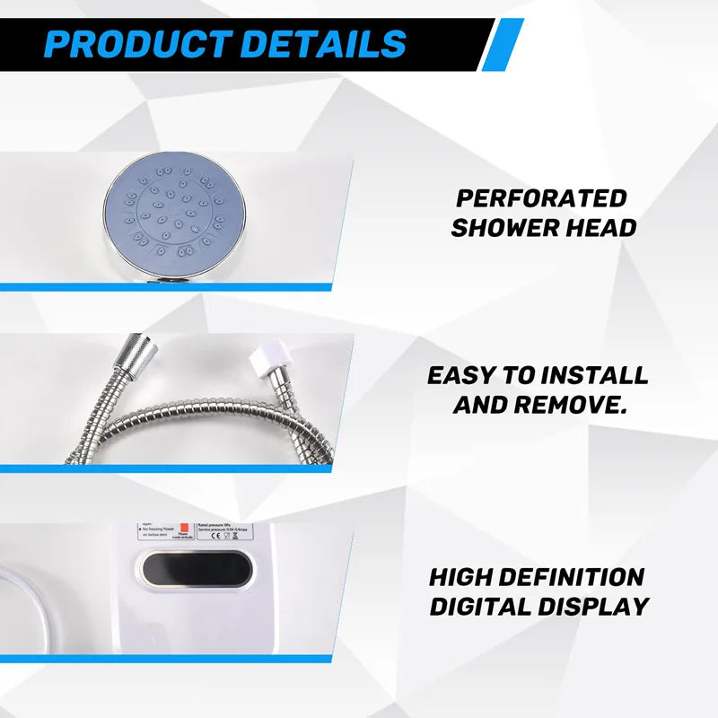 Electric Thankless Instant Hot Water Heater 3 Seconds Instant Heating 3500W Bathroom Faucet Tap Heating US Plug 110V