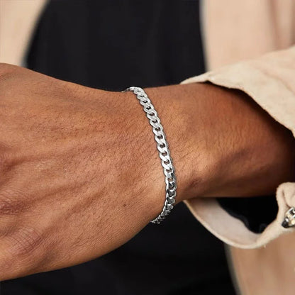 LUXUKISSKIDS Stainless Steel Couple Men/Woman Bracelets Fashion Curb Cuban Link Chains On Hand Rock Bracelet Wrist Jewelry Gifts