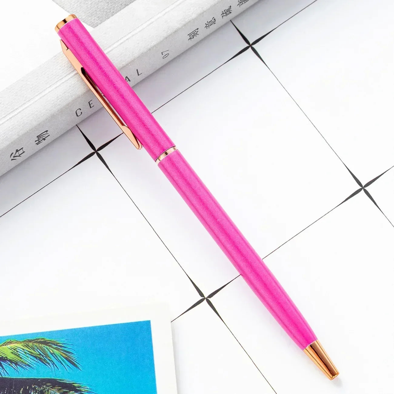 50 Pcs Metal Ballpoint Pen Rose Gold Pen Custom Logo School&office Supplies Stationery Business Gift Lettering Engraved Name