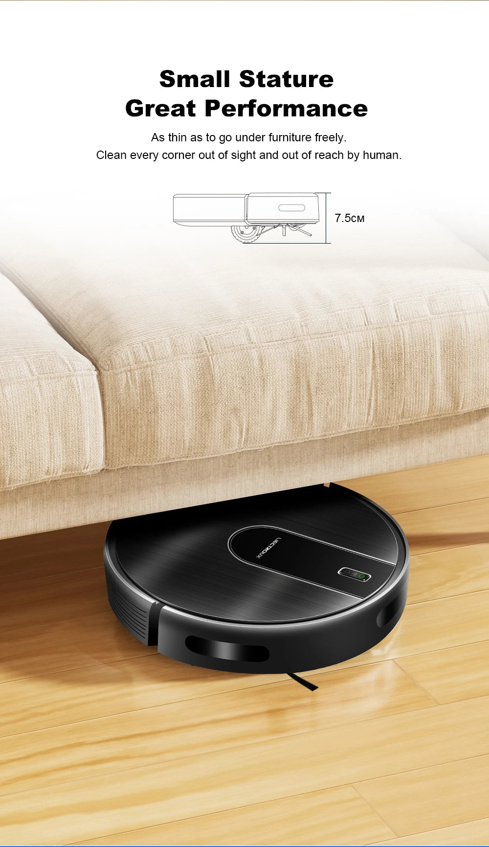 Robot Vacuum Cleaner LIECTROUX N7S-U,Smart Mapping,WiFi App,6KPa,5200MAH ,Brushless Motor,Ideal for Pet Hair