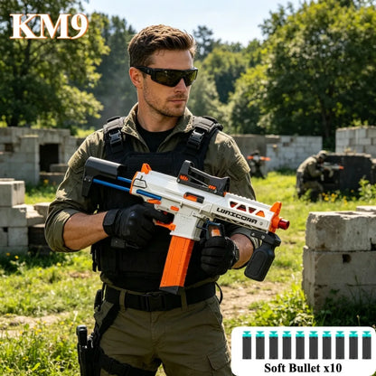 KM9 Unicorn Nylon Soft Powder Launcher Handheld Adult Soft Powder Gun Toy Model Birthday Holiday Gift