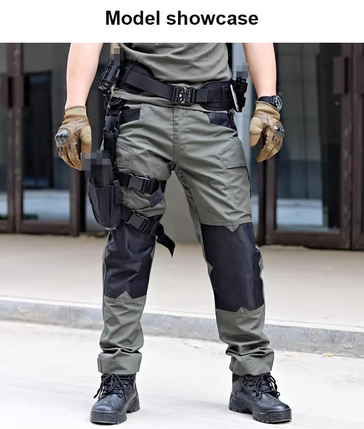 Men's Tactical Pants Outdoor Multi-functional Training Pants with Pockets Waterproof Quick-drying Cargo Pants