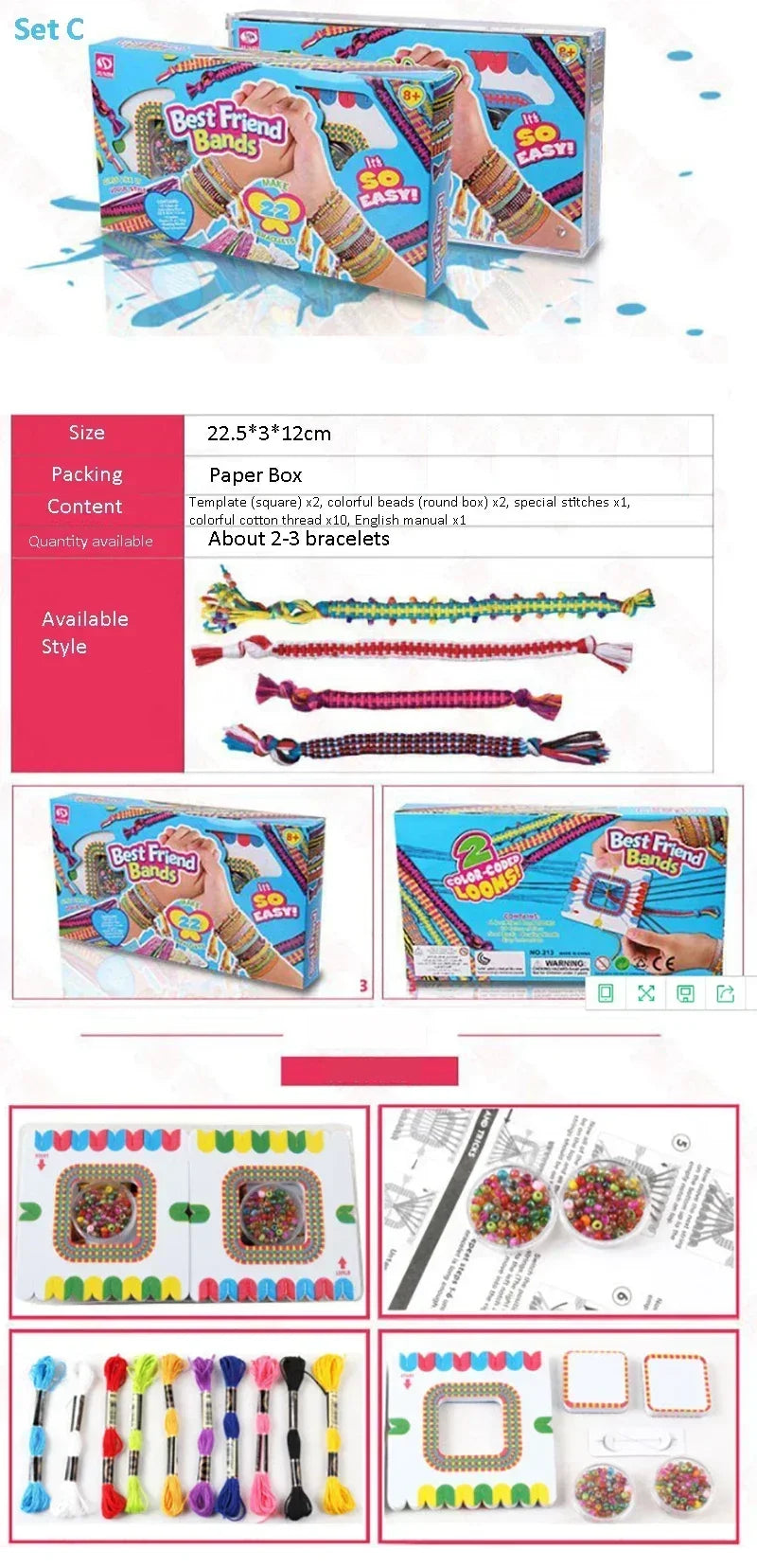 DIY Bracelet Making Kit Jewellery Making Kit Arts for Kids Friendship Craft Kit for 5-12 Years Old Kid Girls Toys Christmas Gift