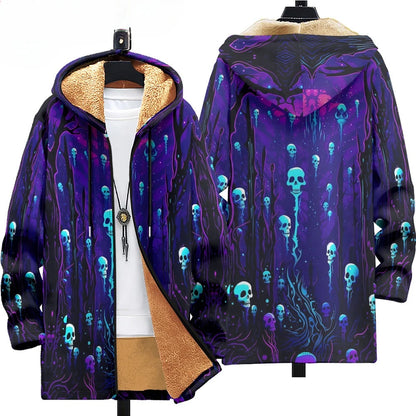 Men Cardigans Coats Skull Head Printed Plush Thick Winter Abstract Art Graphics Jackets Casual Streetwear Unisex Clothing