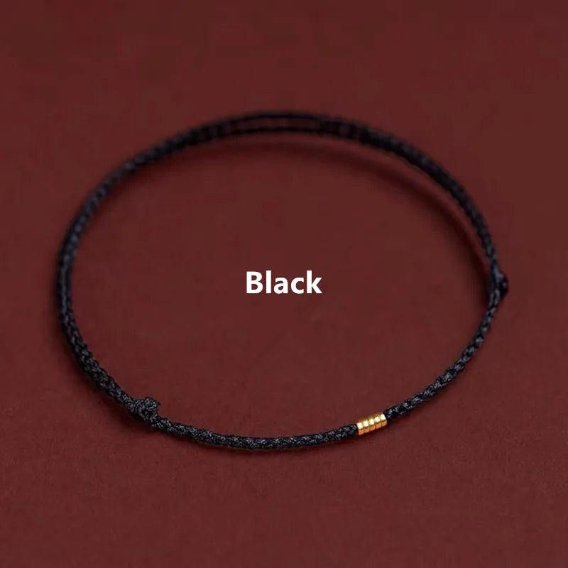 Hand Braided Red Rope Bracelet Copper Lucky Bead Hand Rope Couple Bracelet Simple Buckle Ethnic Original Female Accessory
