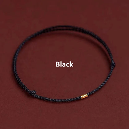 Hand Braided Red Rope Bracelet Copper Lucky Bead Hand Rope Couple Bracelet Simple Buckle Ethnic Original Female Accessory