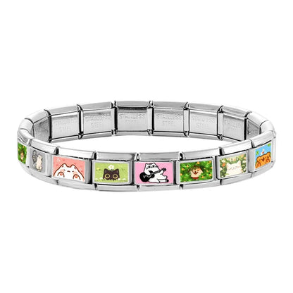 2026 Women's Funny Cat Bite Tail Elephant Dog Animals Italian Charm Link Fit 9mm Stainless Steel Module Bracelet Making Jewelrys
