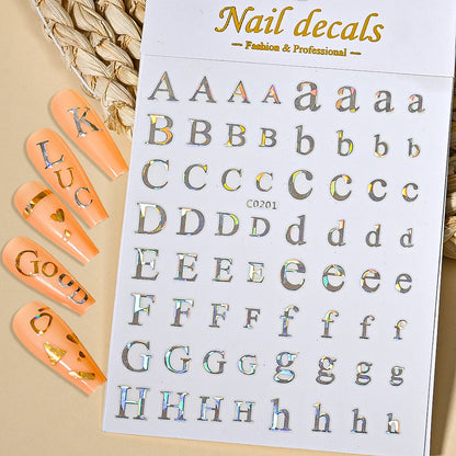 3D Glittery Gothic Letter Design Nail Art Stickers Uppercase Alphabet Letters Artistic Designs DIY Nail Art Decals Decoration #1