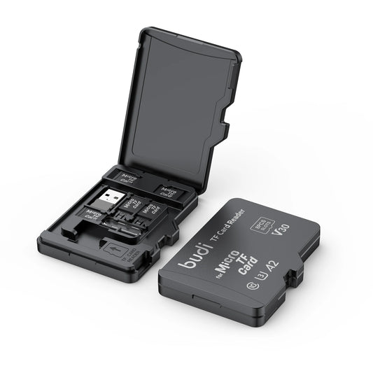 BUDI TF Memory Card Storage Case With Memory Card Reader USB Type-C & USB Compatible Memory Card Holder for Digital Photography