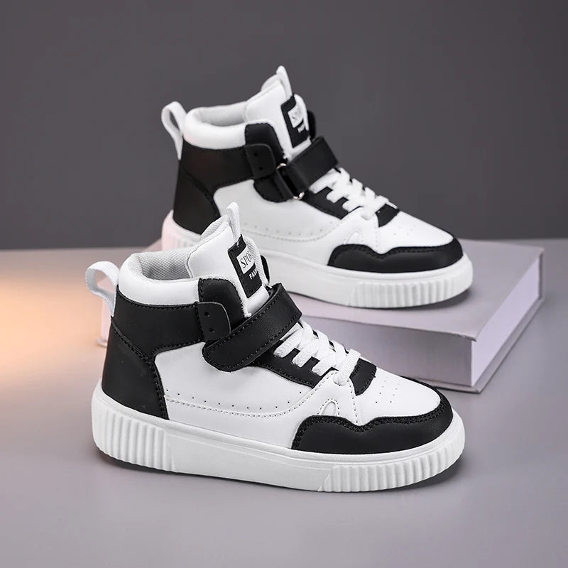 autumn boys sneaker high top children shoes luxury leather basketball shoes kids PU tennis sports shoes for boy size 28-39