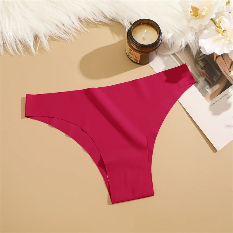 3Pcs Ultra-thin Seamless Silk Underwear Women's Panties Sexy Low-Waist Stretch Bikini Solid Color Briefs Lingerie XS-XXL Fashion