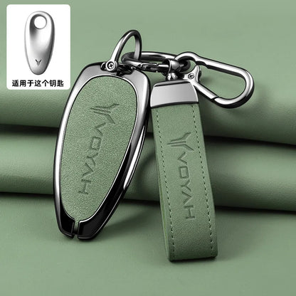 Car Interior Accessories Zinc Alloy Leather Key Case Cover Holder Chain For Voyah Free I-Land Dreamer PHEV Luxury Protective