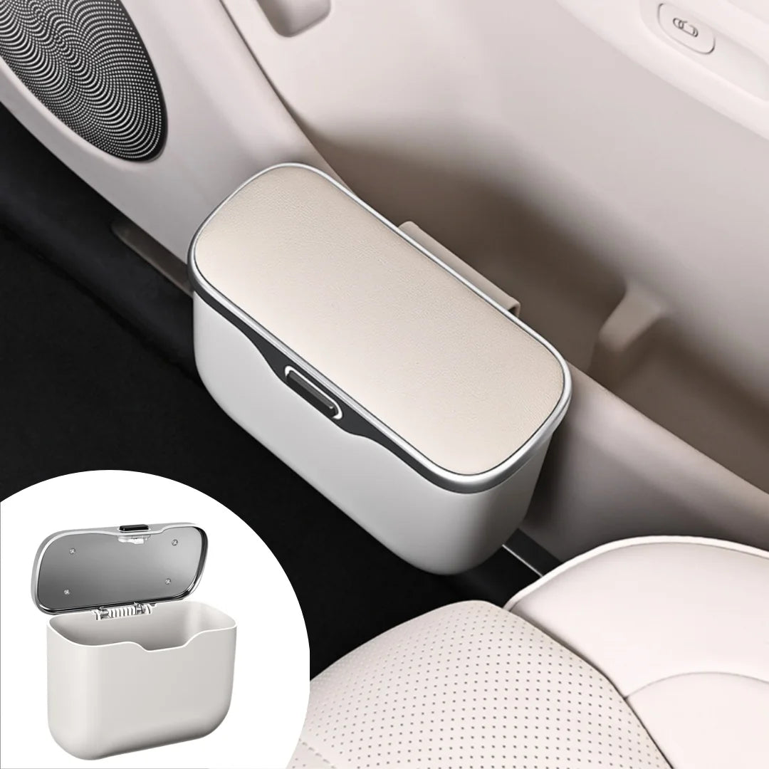 Multifunctional Car Trash Can with Lid Button, Hanging Storage Bin for Wet and Dry Use, Auto Interior Accessories, Organizer Box