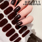 16Tips UV Semi-Cured Gel Nail Wraps Sticker 5D Pure Color Full Cover UV Lamp Gel Sticker Long-Lasting Nail Extension Patch Strip
