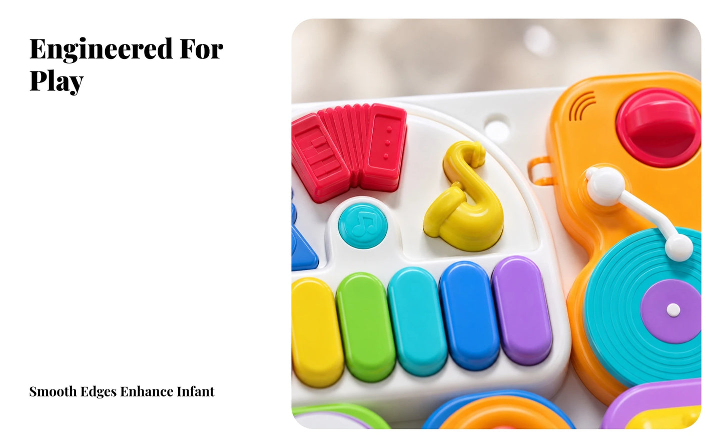 Musical Busy Board with Stand Fine Motor 7-in-1 Musical Toy Board Detachable Portable for Toddlers, Playroom, Nursery