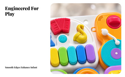Musical Busy Board with Stand Fine Motor 7-in-1 Musical Toy Board Detachable Portable for Toddlers, Playroom, Nursery