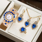 5PCS Luxury Rhinestone Women Watches Jewelry Set Fashion Adjustable Bangle Ladies Quartz Wristwatch Reloj Mujer（Without Box）