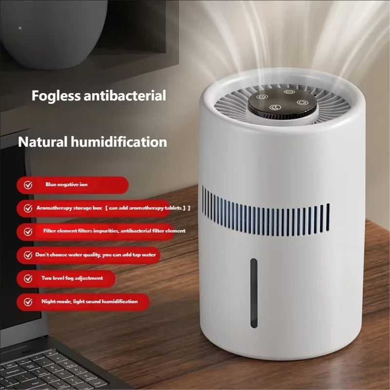 HOMEFISH Home Office Desktop Fog Free Humidifier Air Purifier for Bedroom Car - Safe for Pregnant Women Mothers Babies