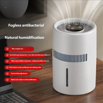 HOMEFISH Home Office Desktop Fog Free Humidifier Air Purifier for Bedroom Car - Safe for Pregnant Women Mothers Babies
