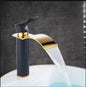 Basin Faucet Gold and White Waterfall Faucet Brass Bathroom Faucet Bathroom Basin Faucet Mixer Tap Hot and Cold Sink Faucet