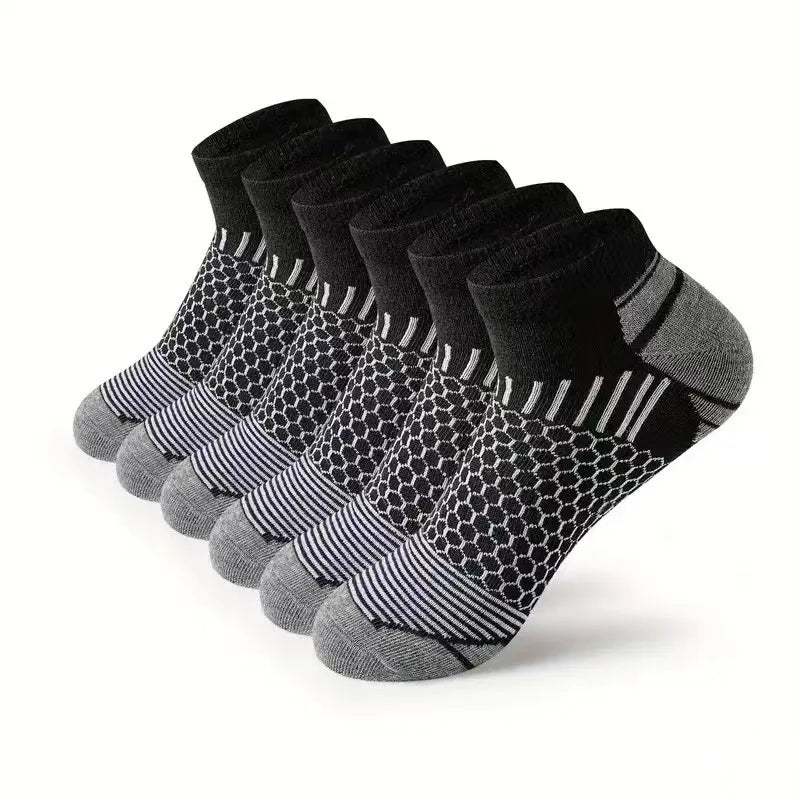 12Pairs High Qualit Athletic Socks Men's Ankle Socks Running Cyclling Waist Honeycomb Design And Firm Sports Leisure Socks Gifts