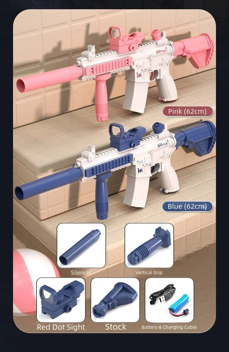 Hot-Selling M416 Electric Water Gun, Rechargeable High-Speed Continuous Water Spray Toy, Long-Range Water Play Toy, Suitable for Summer Swimming Pools, Parties, Beach Activities, Birthdays, Travel Souvenirs, Graduations, Part