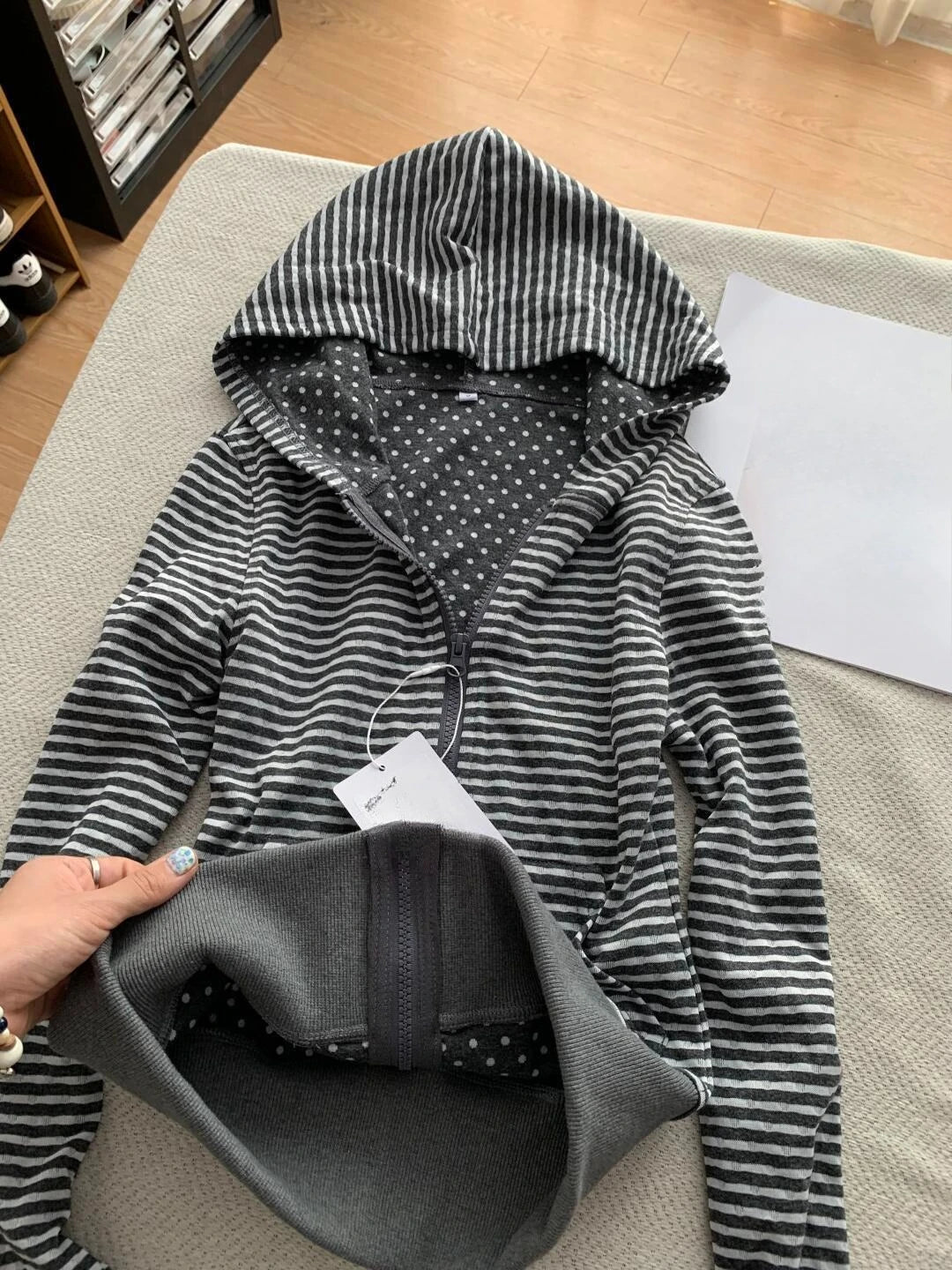 Hooded Stripe Hoodie Zipper Long Sleeve Sudaderas De Mujer Y2k Harajuku Clothes Woman Clothing Subculture Autumn Pulls Femmes