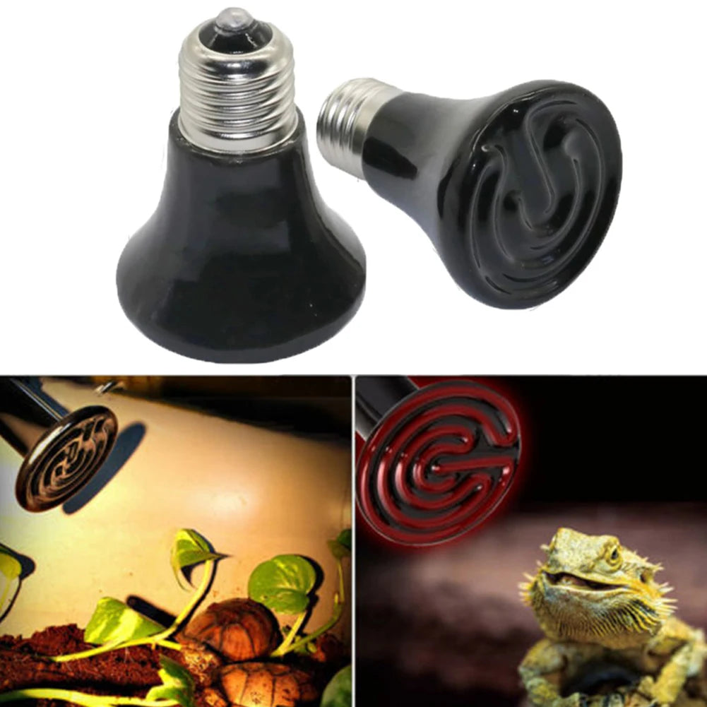 1PCS Heat Emitter Bulb 25-75W Black Ceramic Pet Reptile Breed Light Brooder Lamp Bulb For Home Pet Renovation Accessories