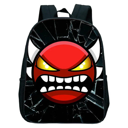 16 Inch Angry Geometry Dash Backpack Boys Girls Bookbag Cartoon Game Kids Kindergarten School Bags Toddler Childcare Backpack