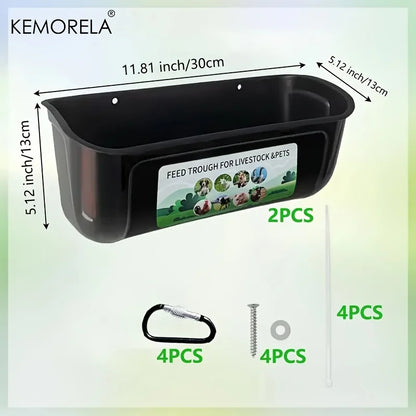 KEMORELA 2PCS Goat Feeder Hanging Duck And Chicken Feeder Small Pet Food Basin Fence Feed Trough Goose Drinking Trough With Clip