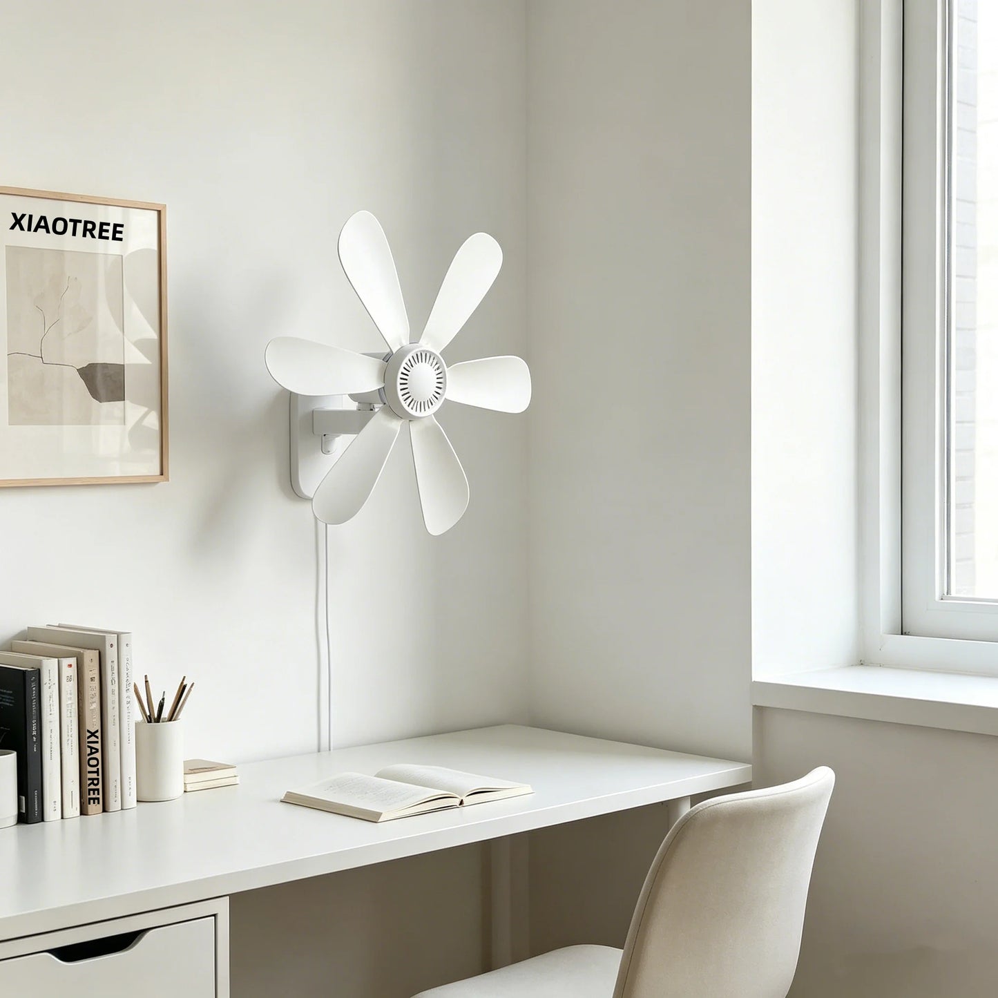 16.5-Inch Wall Mount Fan with Remote and Timer Small 5V USB Fan with Powerful 4 Speeds Quiet Corner Fans for Bedroom Kitchens