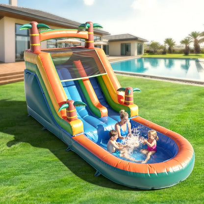 Hot sell 6.4M 100% PVC Commercial Inflatable Bounce House Water Slide With 950W Blower for Kids and Adults Children's Playground
