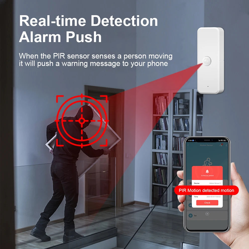 Tuya WiFI Motion Sensor PIR Smart Human Body Home Burglar Sensor APP Remote Control Smart Life For Smart Home Work With Alexa