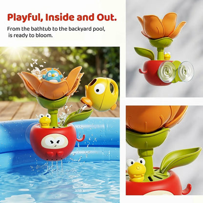 Cute Sprinkler Flower Bath Toy for Toddlers, Interactive Watering Flowering Toy Water Play Water with Suction Cup in Bathtub