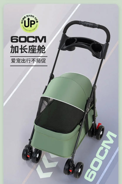 2026 New Lightweight Foldable Pet Stroller Teddy Cat Dog Handcart Outdoor Travel Cart for Small Pets