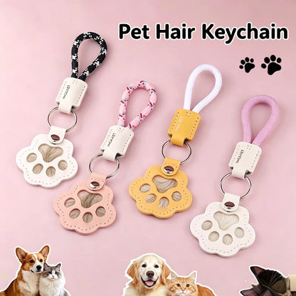 S9 Dual Pack Pet Hair Storage Keychains, Cute Paw Shape Leather Keyring, Furry Friend Memory Fur Keepsake for Pet Owners