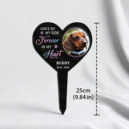 Custom Photo Pet Memorial Heart Stake,Personalized Dog Cat Grave,Forever In My Heart Pet Loss Plaque,Pet Loss Sympathy Gift