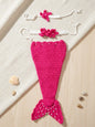 3Pcs Newborn Photography Props Baby Girl Crochet Mermaid Tail Outfit Handmade Photo Shoot Costume Bebe Headband Clothes Set
