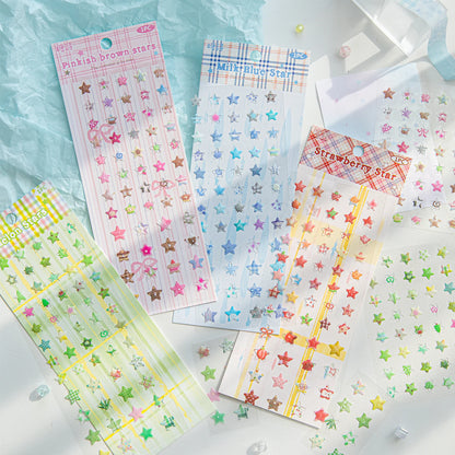 4 Designs Candy Star Series Lovely Five Point Star Theme Resin Stickers for Scrapbooking DIY Frame Collage Decoration
